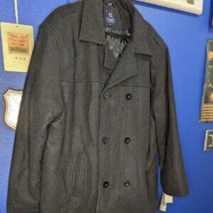 Chaps Black Pea Coat